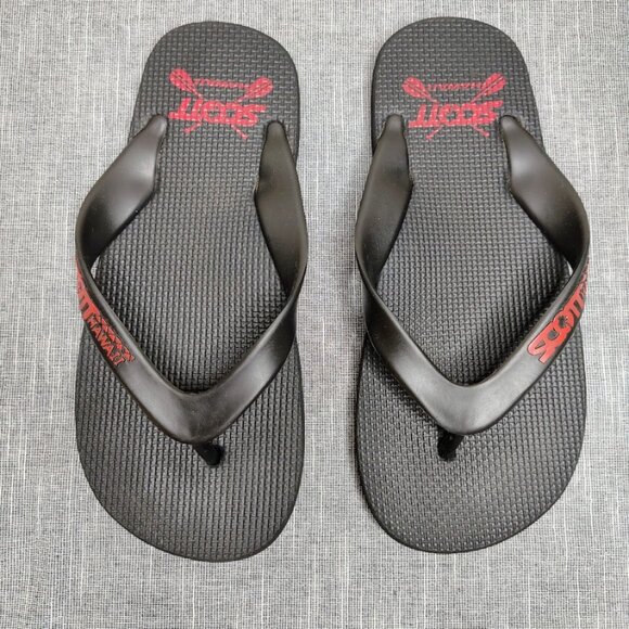 Scott Hawaii Flip Flops Thong Sandals Size 7/8 Blacck Red - Picture 1 of 6